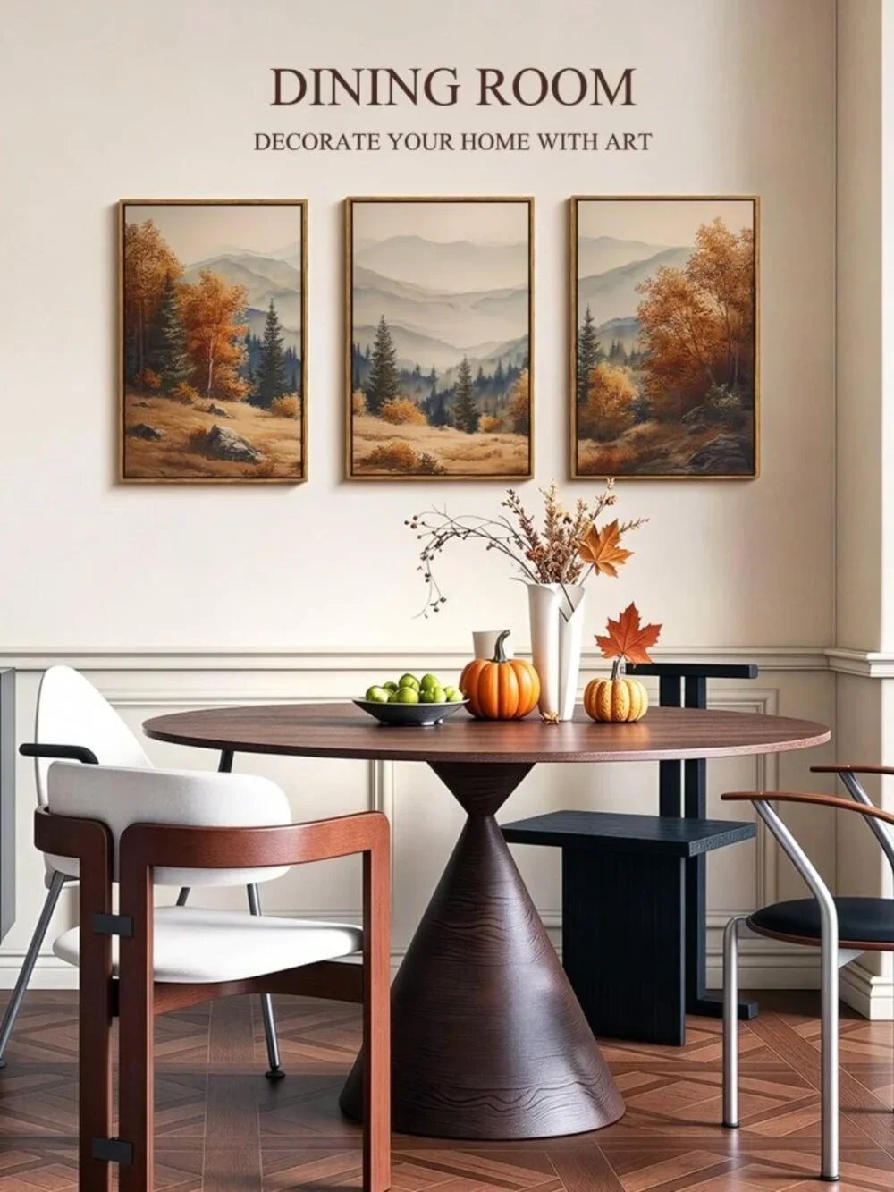 Oversized Vintage Fall Landscape Art Decor - Set of 3 Pictures, 16x24in